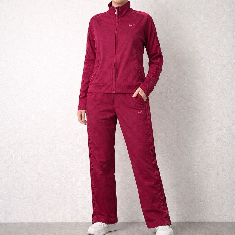 Vtg Nike Womens Large Tracksuit Jacket Fuschia Shiny Dazzle 90s Y2K Sports